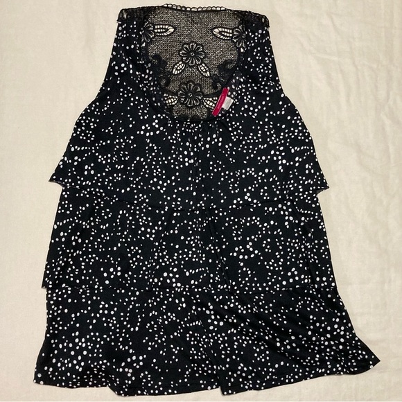 Julie's Closet Black and White Polka Dot Tiered Top | Lace Detail | Made in USA - Picture 1 of 10